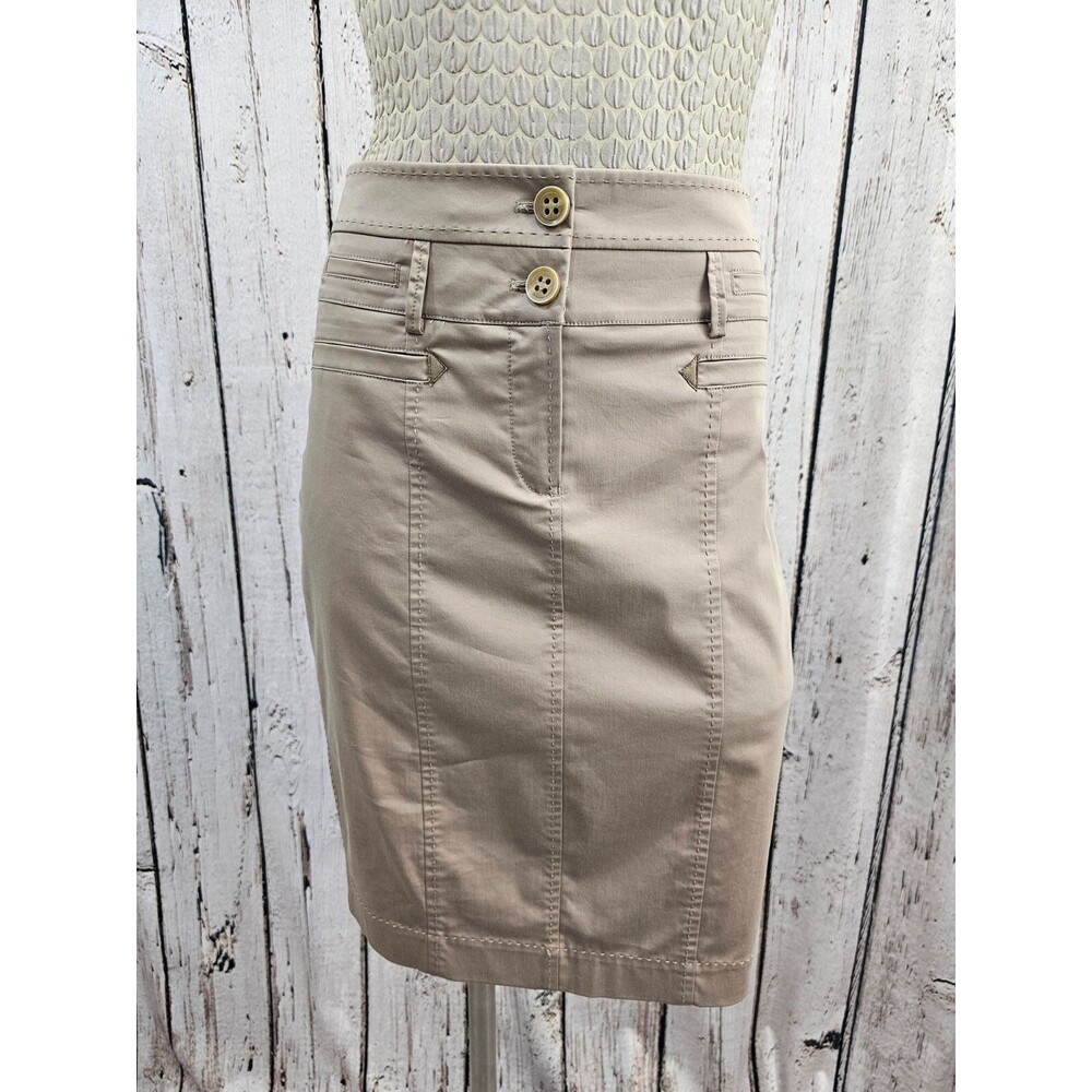 Marc Aurel XL 42 Beige Straight Pencil Skirt Knee Length Career Work Stretch EUC